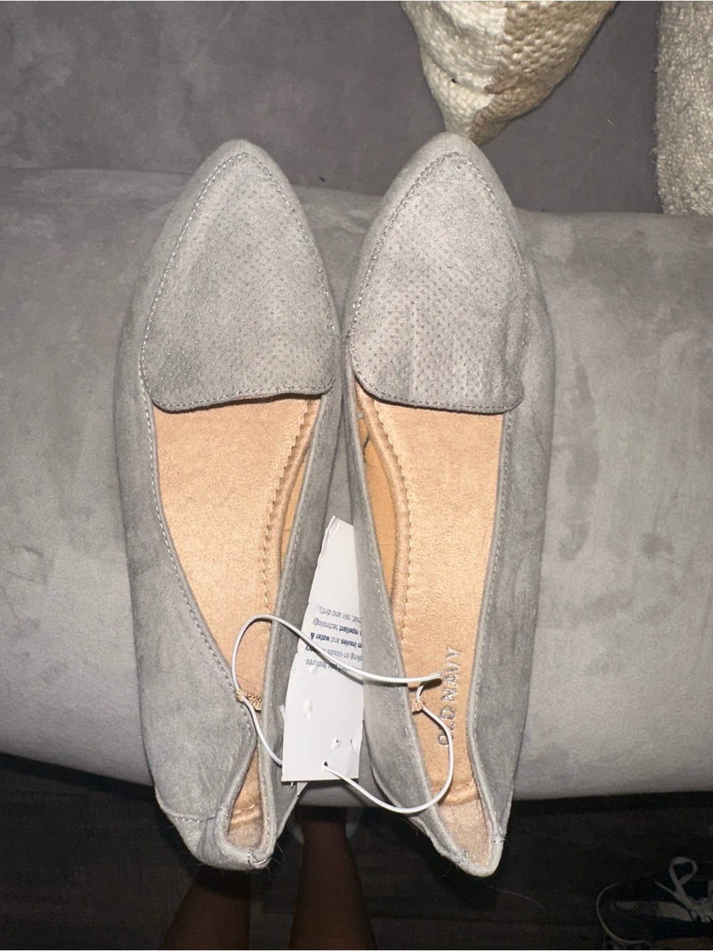 Old Navy Pointed Toe Suede Flats in Light Gray